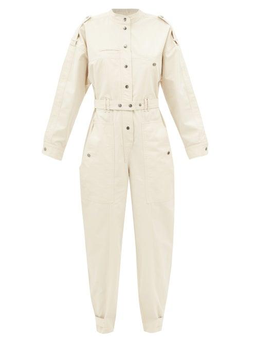 Isabel Marant Toile - Ruthel Belted Cotton Jumpsuit - Womens - Ivory