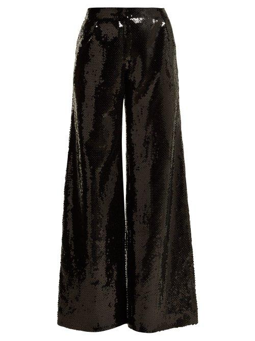Matchesfashion.com Halpern - Wide Leg Sequined Trousers - Womens - Black