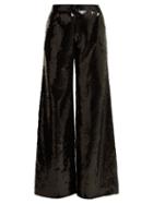 Matchesfashion.com Halpern - Wide Leg Sequined Trousers - Womens - Black