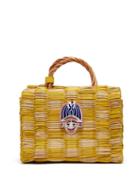 Matchesfashion.com Heimat Atlantica - Tom Tom Checked Reed Basket Bag - Womens - Yellow Multi