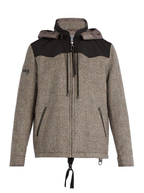 Matchesfashion.com Lanvin - Contrast Panel Houndstooth Wool Jacket - Mens - Multi