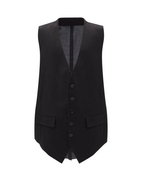 Matchesfashion.com Raf Simons - Oversized Single-breasted Cotton Waistcoat - Mens - Black