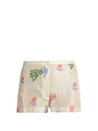 Thierry Colson Armand Flower And Parrot-print Silk Shorts