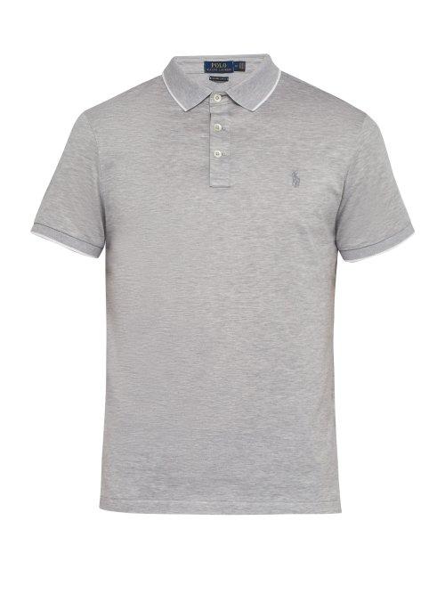 Matchesfashion.com Polo Ralph Lauren - Logo Embroidered Cotton Polo Shirt - Mens - Grey