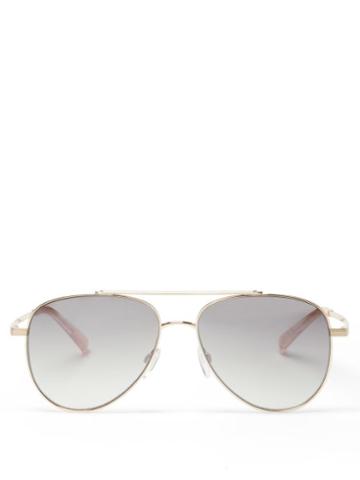 Matchesfashion.com Le Specs - Evermore Aviator Metal Sunglasses - Womens - Gold