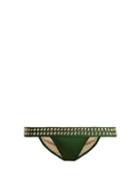 Matchesfashion.com Norma Kamali - Stud Band Bikini Bottoms - Womens - Green