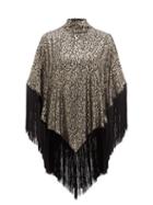 Ladies Rtw Taller Marmo - Gloria Fringed Metallic-jacquard Kaftan Mini Dress - Womens - Black Gold