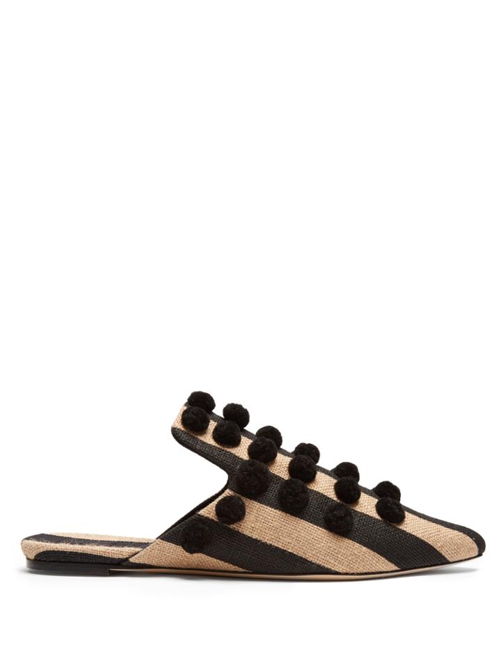 Sanayi 313 Pom Pon Embellished Canvas Slipper Shoes