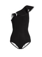 Matchesfashion.com Lisa Marie Fernandez - Arden Flounce Bonded Swimsuit - Womens - Black
