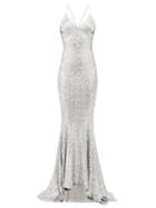 Matchesfashion.com Norma Kamali - Fishtail Hem Sequinned Maxi Dress - Womens - Silver