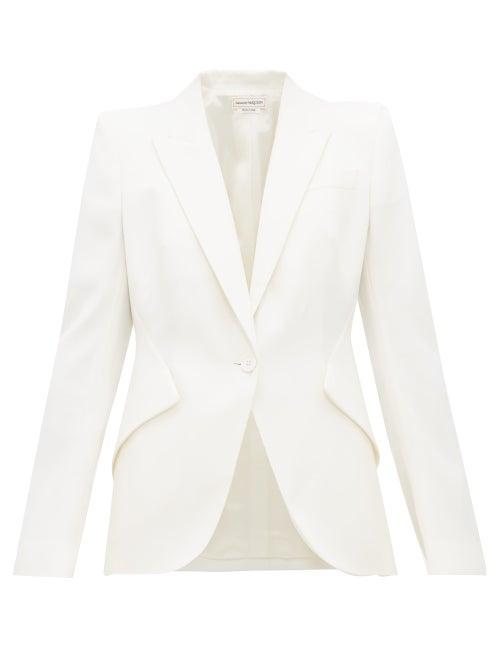Matchesfashion.com Alexander Mcqueen - Single Breasted Peak Lapel Wool Jacket - Womens - Ivory