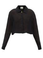 Le Kasha - Wasta Cropped Linen Shirt - Womens - Black