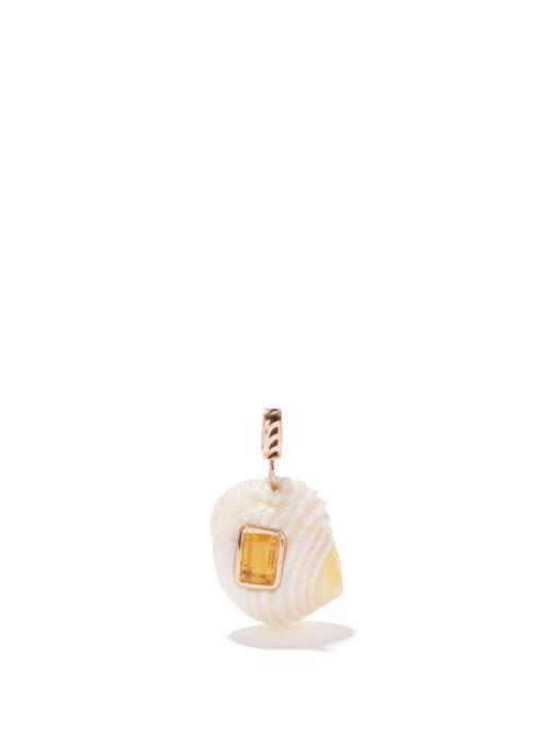 Dezso - 18kt Gold, Citrine & Nerite Shell Charm - Womens - White