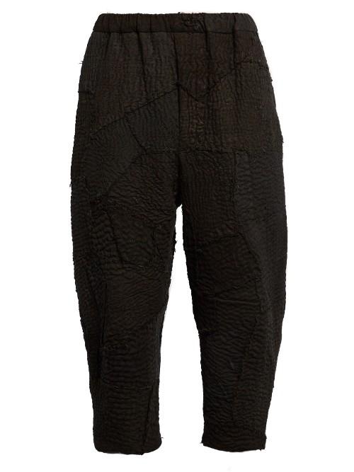By Walid Patchwork-linen Cropped Trousers