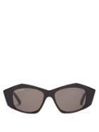 Matchesfashion.com Balenciaga - Geometric Acetate Sunglasses - Womens - Black Grey