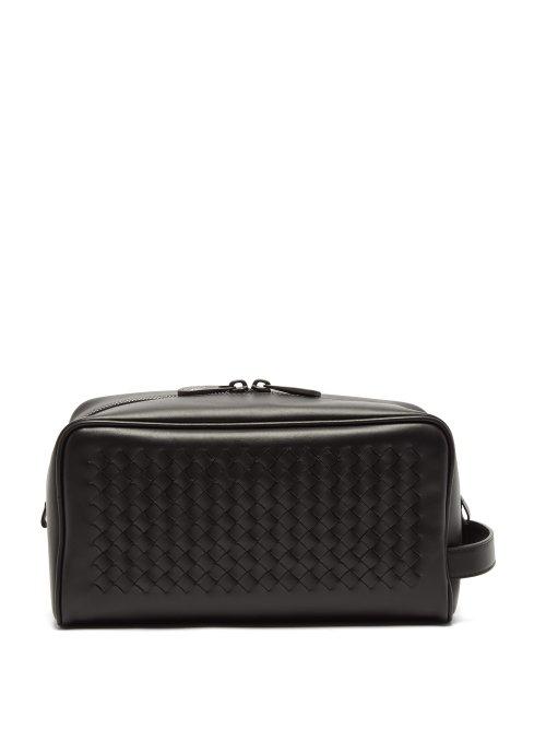 Matchesfashion.com Bottega Veneta - Intrecciato Leather Wash Bag - Mens - Black