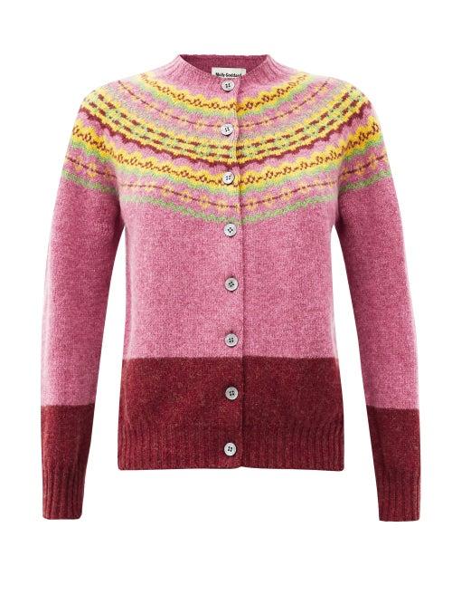 Matchesfashion.com Molly Goddard - Timmy Fair-isle Wool Cardigan - Womens - Pink