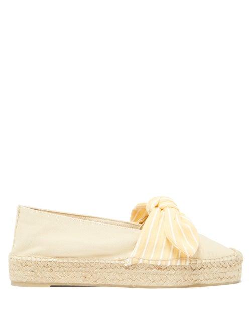 Matchesfashion.com Castaer - Kay Bow-tie Canvas Espadrilles - Womens - Yellow White