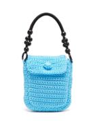 Matchesfashion.com Gabriel For Sach - Zuroncito Wooden-handle Knitted Shoulder Bag - Womens - Blue