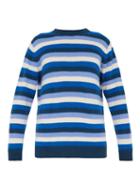 Matchesfashion.com The Elder Statesman - Inch Striped Cashmere Sweater - Mens - Green Navy