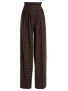 Stella Jean Checked High-rise Wide-leg Wool-blend Trousers