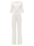 Matchesfashion.com Goat - Jagger Belted Crepe Wide-leg Jumpsuit - Womens - White