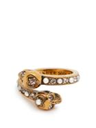 Alexander Mcqueen Skull Faux Pearl And Crystal-embellished Ring