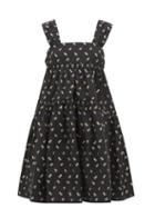 Matchesfashion.com Cecilie Bahnsen - Rue Floral Jacquard Tiered Cotton Dress - Womens - Black Blue