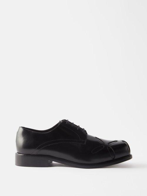 Stefan Cooke - Slashed Leather Derby Shoes - Mens - Black