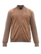 Matchesfashion.com Dunhill - Knitted Sleeve Suede Bomber Jacket - Mens - Beige