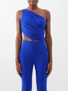 Norma Kamali - Diana One-shoulder Stretch-jersey Top - Womens - Cobalt Blue