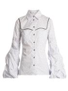 Matchesfashion.com Caroline Constas - Ambrose Micro Floral Print Cotton Shirt - Womens - White Multi