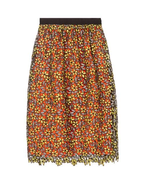Self-portrait Daisy Guipure-lace Midi Skirt