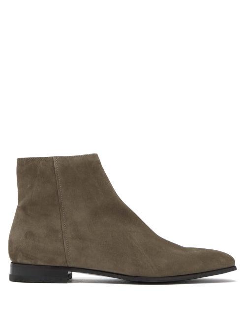Matchesfashion.com Prada - Square Toe Suede Chelsea Boots - Mens - Grey