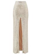 Matchesfashion.com Galvan - Modern Love High-rise Sequinned Maxi Skirt - Womens - Light Gold