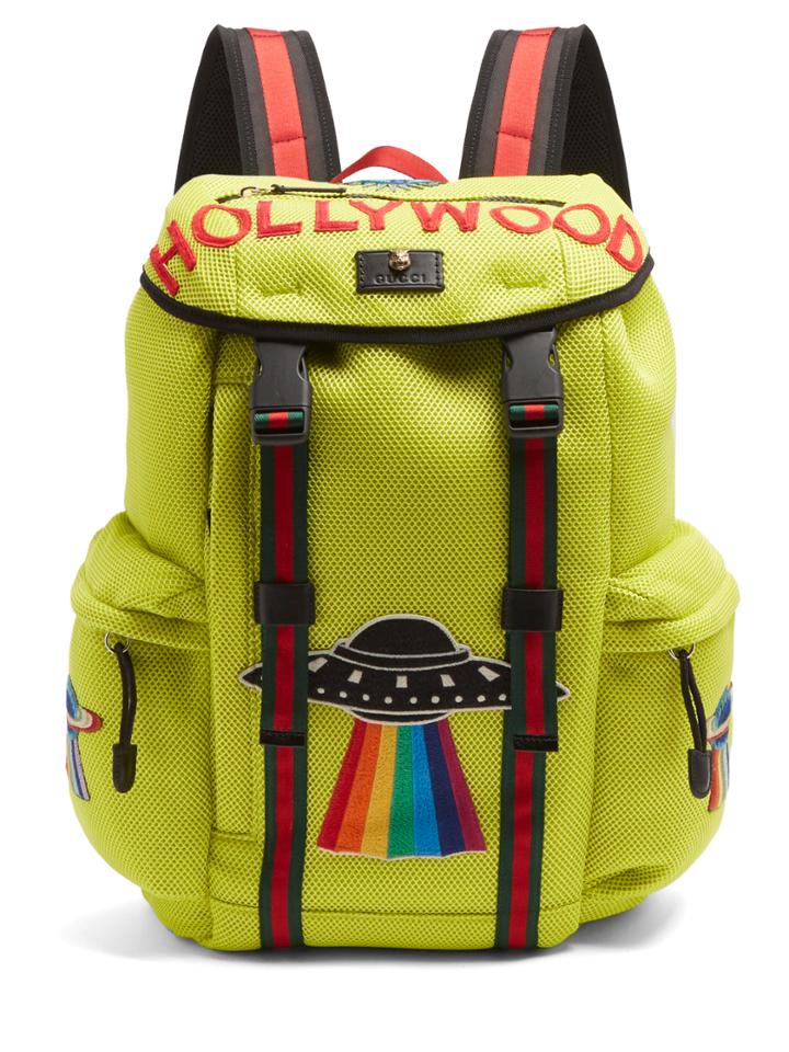 Gucci Hollywood-embroidered Mesh Backpack