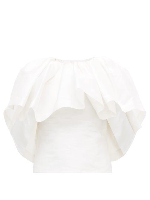 Matchesfashion.com Marques'almeida - Ruffled Satin Cape Top - Womens - White