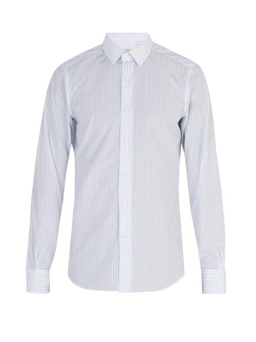 Matchesfashion.com Valentino - Striped Cotton Shirt - Mens - Blue