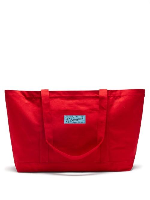 Raf Simons - Logo-patch Canvas Tote Bag - Womens - Red