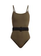 Matchesfashion.com Solid & Striped - The Nina Belted Swimsuit - Womens - Khaki