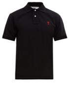 Matchesfashion.com Ami - Logo Appliqu Cotton Polo Shirt - Mens - Black