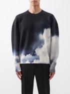 Alexander Mcqueen - Storm-print Cotton Sweater - Mens - Navy Ivory