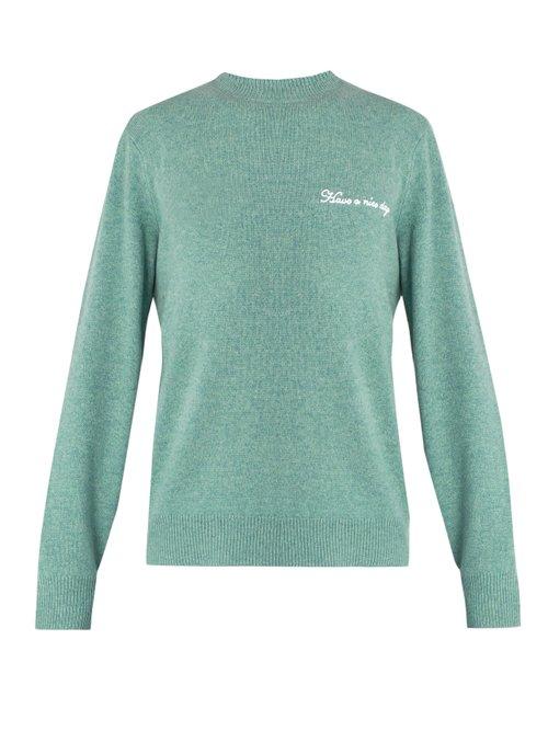 Matchesfashion.com Rag & Bone - Victor Logo Embroidered Wool Blend Sweater - Mens - Green
