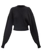 A.w.a.k.e. Mode - Cold-shoulder Open-sleeve Wool-blend Sweater - Womens - Black