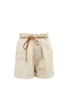 Matchesfashion.com Brunello Cucinelli - Paperbag-waist Linen-blend Shorts - Womens - Light Beige