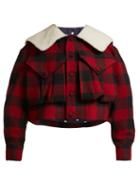 Matchesfashion.com Charles Jeffrey Loverboy - Check Shearling Collar Cropped Jacket - Womens - Red Multi