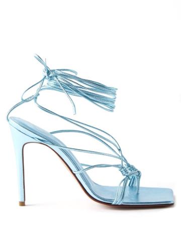 Andrea Wazen - Mandouloun 120 Square-toe Lace-up Leather Sandals - Womens - Blue