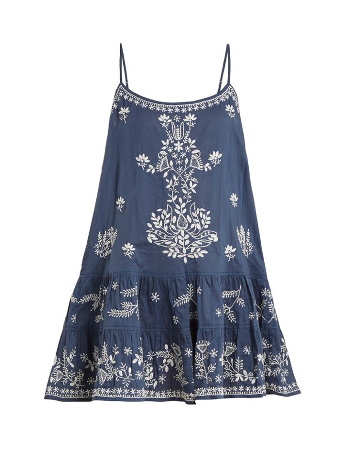 Juliet Dunn Sleeveless Embroidered Cotton Kaftan