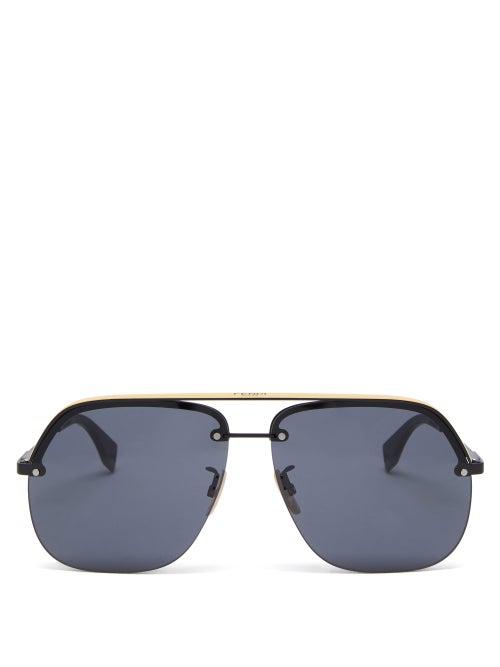 Matchesfashion.com Fendi - Aviator Metal Sunglasses - Mens - Black