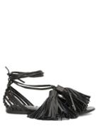 Matchesfashion.com Jil Sander - Tasselled Wraparound Leather Sandals - Womens - Black